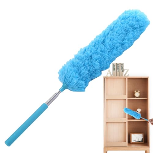 Ausziehbarer Staubwedel, Teleskop-Staubwedel - Spinnennetz-Staubwedel mit Teleskopstange - Flexible Spinnennetzbürste, wiederverwendbarer Faserstaubwedel, ergonomisches Reinigungswerkzeug für Möbel, A von Generisch