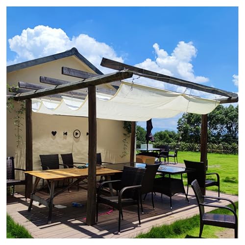 Ausziehbarer U-förmiger Wellen-Sonnenschutz für Terrasse und Terrasse, Ersatz-Sonnensegel, durchlässig, Pergola-Überdachung mit Beschlägen, 3 m x 20 m von Generisch