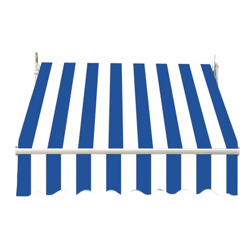 Ausziehbarer blau-weiß gestreifter Terrassenmarkisenstoff 330 x 250 cm, Ersatzdach für Balkon, Terrasse oder Garten, UV-beständig, einfache Installation. Ausziehbarer blau-weiß gestreifter Terrassenmarkisenstoff 330 x 250 cm, Ersatzdach für Balkon, Terrasse oder Garten, UV-beständig, einfache Installation. von Generisch