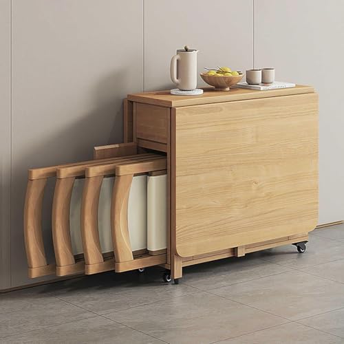 Ausziehbarer klappbarer Esstisch-Set mit 6 Stühlen, platzsparendes Tropfenblatt-Design für Zuhause, Wohnzimmer und Restaurant Ausziehbarer klappbarer Esstisch-Set mit 6 Stühlen, platzsparendes Tropfenblatt-Design für Zuhause, Wohnzimmer und Restaurant von Generisch
