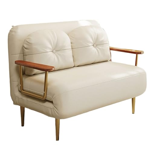Ausziehbares Couchbett für Queen-Size-Bett, weißes Tech-Leder, wandelbarer Sofasessel mit 6 Positionen verstellbarer Rückenlehne, faltbares Gästebett für Wohnzimmer, Wohnung, Büro (190 x 100 x 33 cm) von Generisch