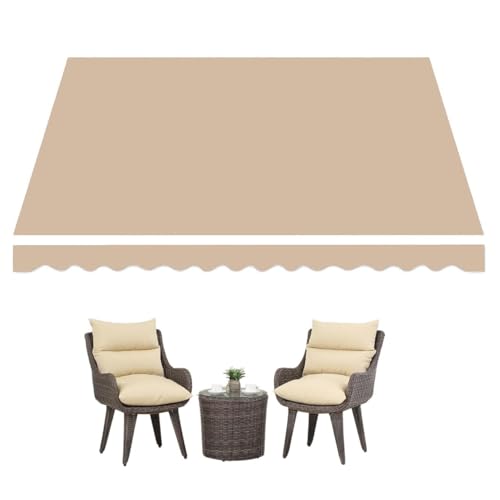 Ausziehbares Markisen-Ersatzgewebe, strapazierfähiges Polyester-Vordach für Terrasse, Balkon und Außenbereich (300 x 250 cm), wetterfest und UV-Schutz, Hellbraun von Generisch