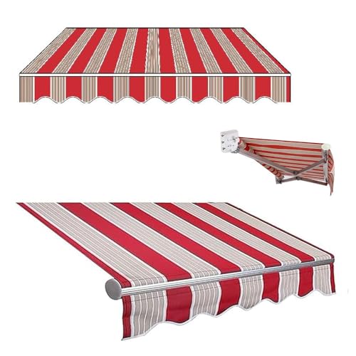 Ausziehbares Markisen-Ersatzgewebe – Outdoor-Sonnenschutz für Terrassenfenster und Tür – Polyester-Segeltuch – Rot 3 x 2,4 m/4,6 x 2,4 m Optionen erhältlich von Generisch