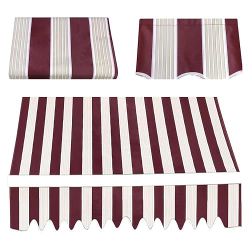 Ausziehbares Markisen-Ersatztuch, 4,9 x 3,6 m, 3 x 2,4 m, 2,4 x 2 m, Ersatz-Markisenstoff, für Terrasse, Sonnenschutz, Polyester-Segeltuch für Fenster, Tür, Rot, 2,5 x 2 m von Generisch