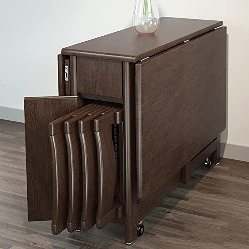 Ausziehbares zusammenklappbares Esstisch-Set mit Drop-Leaf-Design, inklusive 4 Stühlen, einfacher Aufbau für kompakte Räume, perfekt für kleine Küchen und Essbereiche von Generisch