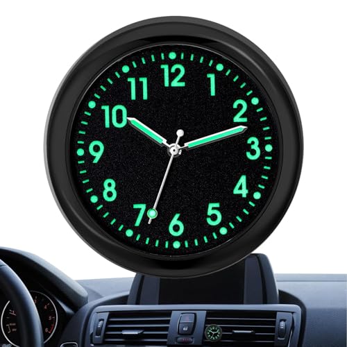 Auto Armaturenbrettuhr | Analoge Autouhr Leuchtend | Autouhr Zum Aufkleben Auf Dem Armaturenbrett | Kleine Analoge Uhr Mit Doppelseitigem Aufkleber Und Lüftungsclip Für Jedes Auto von Generisch