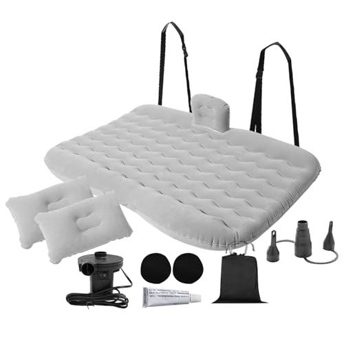 Auto Aufblasbares Bett | Autoluftmatratze Mit Luftpumpe - Rücksitzbett Für Autofahrten, Tragbares Auto -Luftbett, Autoschlafmatratze Bett, Mit seiner eingebauten Luftpumpe ist das Aufblasen und Deflie von Generisch
