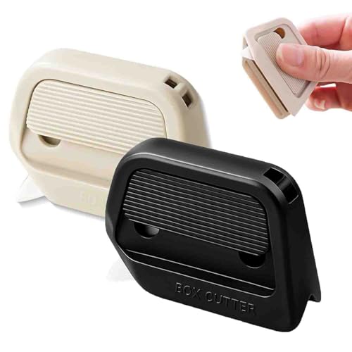 Auto-Retract Ceramic Mini Box Cutter,Pocket Sized,Magnetic Retractable Cardboard Cutter with Right Angle Groove, For Home Office Travel (Beige+Black) von Generisch