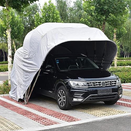 Auto Zelt Tragbar Edelstahl Halbautomatisch Faltbar Mobile Carport Grau Markise Regendicht Garage Autoabdeckung für Autos Limousine Outdoor von Generisch