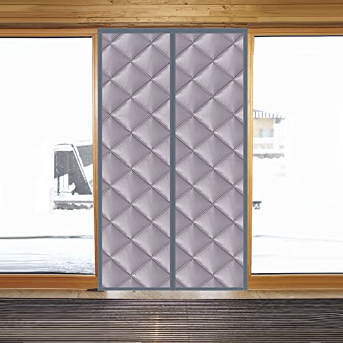 Automatisch schließender warmer winddichter Türvorhang 110 × 240 cm Faltbare Klimaanlagen-Trennwand Oxford-Gewebe für Kälteschutz Graue Kunststoff-Türabdeckung von Generisch