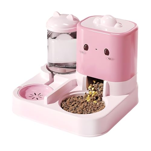 Automatischer Katzenfutter und Wasserspender Set | 2-in-1 Katzenfütterer | 1.5L Wasserspender und 2.2L Futterautomat Großes Futterspender Katze für kleine Hunde, Welpen, Katzen von Generisch