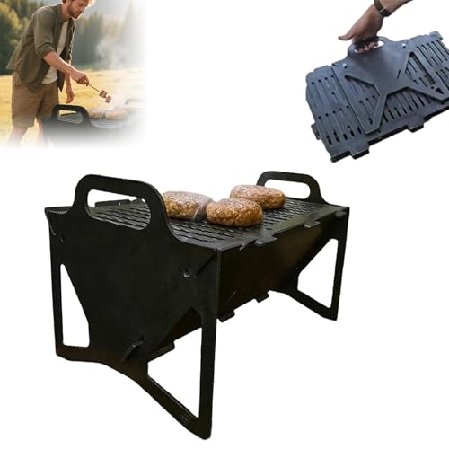 BBQ Grill – tragbarer Holzkohlegrill aus Edelstahl für Camping, Outdoor, Tisch-Feuerstelle, faltbarer Lagerfeuer-Grill, Reisegrill, Kabob-Herd (1 Stück) von Generisch