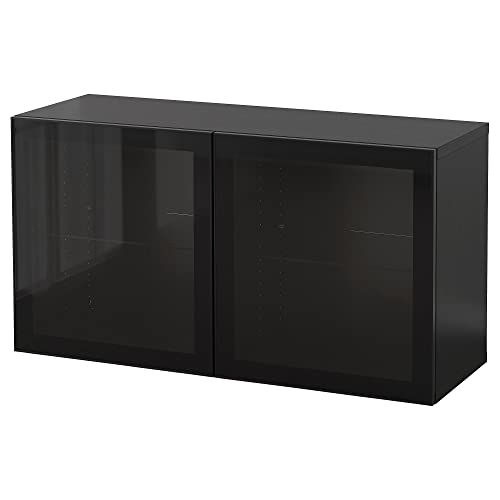 BESTÅ Wandschrank-Kombination, 120x42x64 cm, schwarz-braun Glassvik/schwarzes Klarglas von Generisch