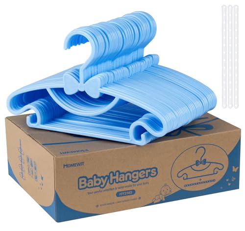 Baby Kleiderbügel Blau, 40 Stück Babykleiderbügel Set,rutschfest Ultradünn kinderkleiderbügel Mit 3 Kunststoff-Bügelbändern für Babyklamotten Kleiderschrank Schrank Kleidung von Homewit