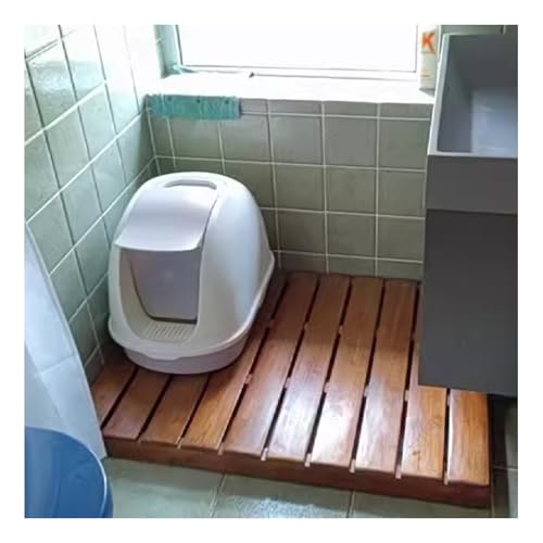 Badematte Bambusente, rutschfest, wasserdicht, Duschmatte für Badezimmer und Spa, rechteckige Holzbodenmatte für Pool, Terrasse, Sauna und Außenbereich (Braun, 30 x 50 cm) von Generisch