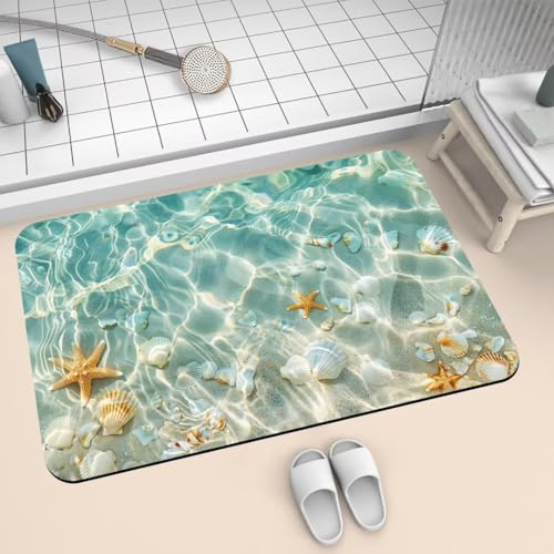 Badematte Rutschfest Absorbierende Badezimmerteppich Badteppich 120x170cm Badvorleger Duschvorleger Schnell Trocknend Waschbare Teppiche Schmutzfangmatte Schnelltrocknende Teppich Turquoise 2-307 von Generisch