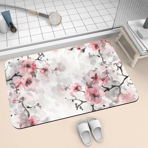Badematte Rutschfest Super Absorbierende Badezimmerteppich Badteppich 100x160cm Badvorleger Duschvorleger Schnell Trocknend, Waschbare Teppiche Schmutzfangmatte Schnelltrocknende Teppich Pink 2-298 von Generisch