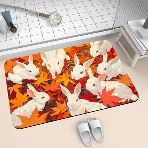 Badematte Rutschfest Super Absorbierende Badezimmerteppich Badteppich 120x170cm Badvorleger Duschvorleger Schnell Trocknend, Waschbare Teppiche Schmutzfangmatte Schnelltrocknende Teppich Autumn 2-775 von Generisch