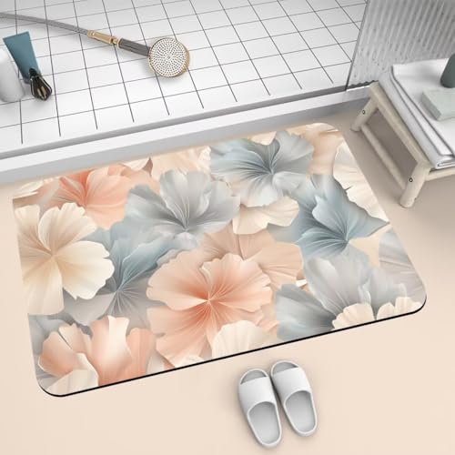 Badematte Rutschfest Super Absorbierende Badezimmerteppich Badteppich 120x170cm Badvorleger Duschvorleger Schnell Trocknend Waschbare Teppiche Schmutzfangmatte Schnelltrocknende Teppich Romantic 2-253 von Generisch