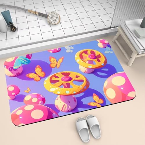 Badematte Rutschfest Super Absorbierende Badezimmerteppich Badteppich 140x200cm Badvorleger Duschvorleger Schnell Trocknend, Waschbare Teppiche Schmutzfangmatte Schnelltrocknende Teppich Pink 2-136 von Generisch