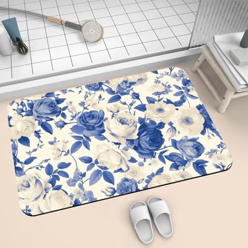 Badematte Rutschfest Super Absorbierende Badezimmerteppich Badteppich 160x230cm Badvorleger Duschvorleger Schnell Trocknend, Waschbare Teppiche Schmutzfangmatte Schnelltrocknende Teppich Rose 2-280 von Generisch