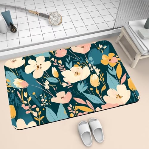 Badematte Rutschfest Super Absorbierende Badezimmerteppich Badteppich 160x230cm Badvorleger Duschvorleger Schnell Trocknend, Waschbare Teppiche Schmutzfangmatte Schnelltrocknende Teppich Spring 2-172 von Generisch