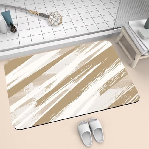 Badematte Rutschfest Super Absorbierende Badezimmerteppich Badteppich 40x60cm Badvorleger Duschvorleger Schnell Trocknend, Waschbare Teppiche Schmutzfangmatte Schnelltrocknende Teppich Beige 2-661 von Generisch