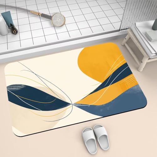 Badematte Rutschfest Super Absorbierende Badezimmerteppich Badteppich 40x60cm Badvorleger Duschvorleger Schnell Trocknend, Waschbare Teppiche Schmutzfangmatte Schnelltrocknende Teppich Curved 2-766 von Generisch