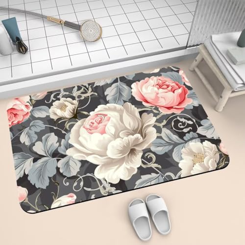 Badematte Rutschfest Super Absorbierende Badezimmerteppich Badteppich 40x60cm Badvorleger Duschvorleger Schnell Trocknend, Waschbare Teppiche Schmutzfangmatte Schnelltrocknende Teppich Design 2-781 von Generisch