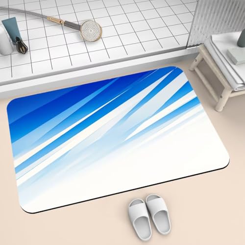 Badematte Rutschfest Super Absorbierende Badezimmerteppich Badteppich 40x60cm Dünn Badvorleger Duschvorleger Schnell Trocknend, Waschbare Teppiche Schmutzfangmatte Schnelltrocknende Teppich Blue 2-613 von Generisch