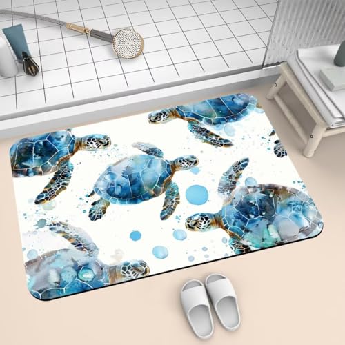 Badematte Rutschfest Super Absorbierende Badezimmerteppich Badteppich 40x60cm Dünn Badvorleger Duschvorleger Schnell Trocknend, Waschbare Teppiche Schmutzfangmatte Schnelltrocknende Teppich Blue 2-805 von Generisch