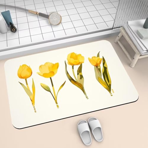 Badematte Rutschfest Super Absorbierende Badezimmerteppich Badteppich 50x80cm Badvorleger Duschvorleger Schnell Trocknend, Waschbare Teppiche Schmutzfangmatte Schnelltrocknende Teppich Yellow 2-175 von Generisch