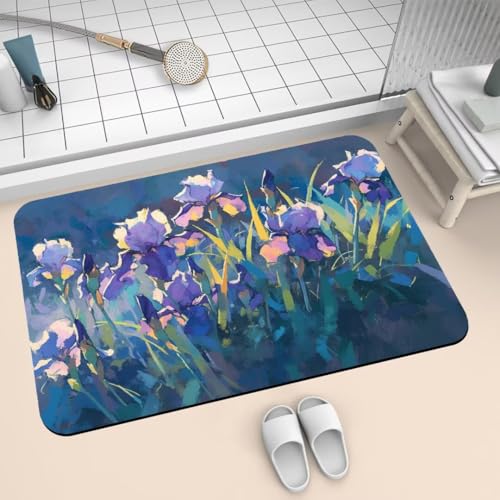 Badematte Rutschfest Super Absorbierende Badezimmerteppich Badteppich 60x90cm Badvorleger Duschvorleger Schnell Trocknend, Waschbare Teppiche Schmutzfangmatte Schnelltrocknende Teppich Purple 2-184 von Generisch