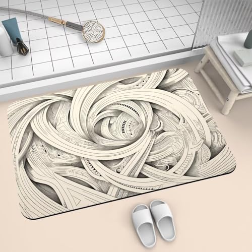 Badematte Rutschfest Super Absorbierende Badezimmerteppich Badteppich 70x120cm Badvorleger Duschvorleger Schnell Trocknend, Waschbare Teppiche Schmutzfangmatte Schnelltrocknende Teppich Abstract 2-703 von Generisch