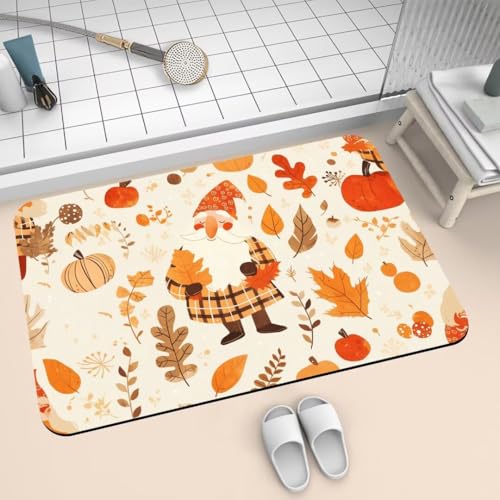 Badematte Rutschfest Super Absorbierende Badezimmerteppich Badteppich 70x120cm Badvorleger Duschvorleger Schnell Trocknend, Waschbare Teppiche Schmutzfangmatte Schnelltrocknende Teppich Autumn 2-778 von Generisch