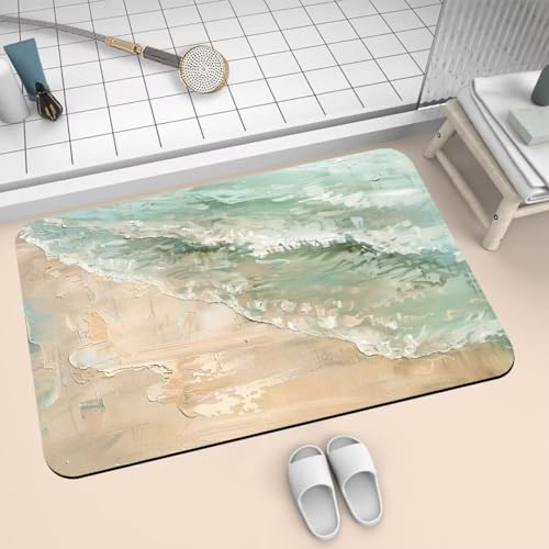 Badematte Rutschfest Super Absorbierende Badezimmerteppich Badteppich 70x120cm Badvorleger Duschvorleger Schnell Trocknend, Waschbare Teppiche Schmutzfangmatte Schnelltrocknende Teppich Beach 2-562 von Generisch