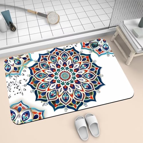 Badematte Rutschfest Super Absorbierende Badezimmerteppich Badteppich 70x120cm Badvorleger Duschvorleger Schnell Trocknend, Waschbare Teppiche Schmutzfangmatte Schnelltrocknende Teppich Colorful 2-583 von Generisch