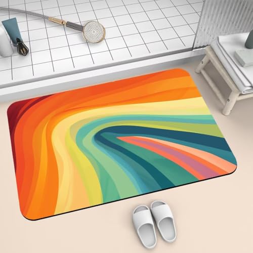 Badematte Rutschfest Super Absorbierende Badezimmerteppich Badteppich 70x120cm Badvorleger Duschvorleger Schnell Trocknend, Waschbare Teppiche Schmutzfangmatte Schnelltrocknende Teppich Colorful 2-676 von Generisch
