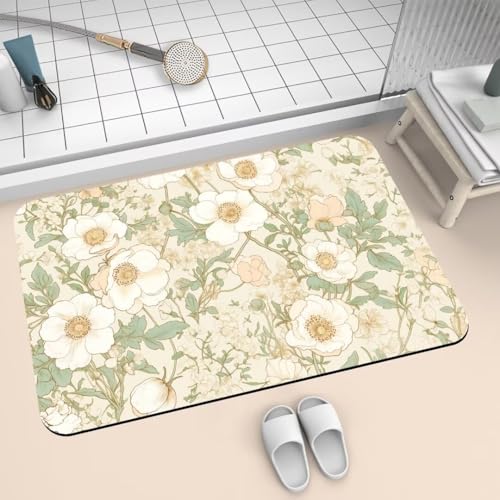 Badematte Rutschfest Super Absorbierende Badezimmerteppich Badteppich 80x140cm Badvorleger Duschvorleger Schnell Trocknend, Waschbare Teppiche Schmutzfangmatte Schnelltrocknende Teppich Cream 2-772 von Generisch