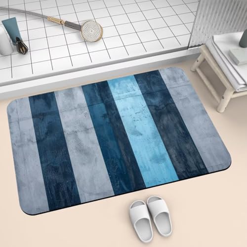 Badematte Rutschfest Super Absorbierende Badezimmerteppich Badteppich 90x150cm Badvorleger Duschvorleger Schnell Trocknend, Waschbare Teppiche Schmutzfangmatte Schnelltrocknende Teppich Blue 2-802 von Generisch