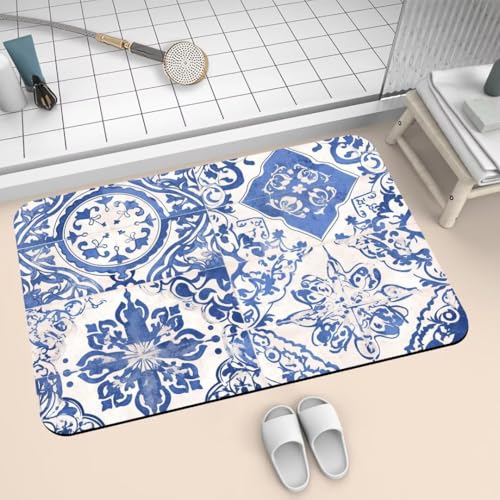 Badematte Rutschfest Super Absorbierende Badezimmerteppich Badteppich 90x150cm Badvorleger Duschvorleger Schnell Trocknend, Waschbare Teppiche Schmutzfangmatte Schnelltrocknende Teppich Classic 2-718 von Generisch