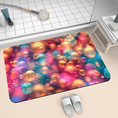 Badematte Rutschfest Super Absorbierende Badezimmerteppich Badteppich 90x150cm Badvorleger Duschvorleger Schnell Trocknend, Waschbare Teppiche Schmutzfangmatte Schnelltrocknende Teppich Colorful 2-733 von Generisch