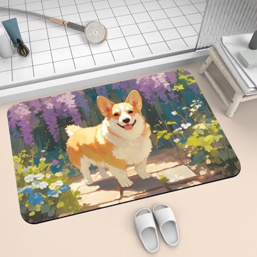Badematte Rutschfest Super Absorbierende Badezimmerteppich Badteppich 90x150cm Badvorleger Duschvorleger Schnell Trocknend, Waschbare Teppiche Schmutzfangmatte Schnelltrocknende Teppich Cute 2-598 von Generisch