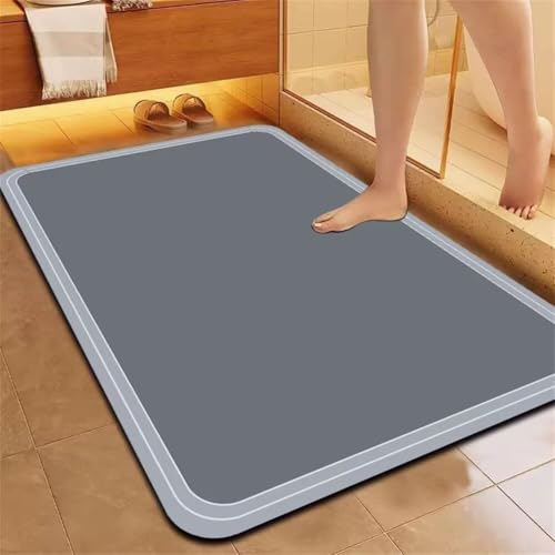 Badematte Rutschfeste Badteppich 160x230cm Waschbar Schnelltrocknende Badezimmerteppich Groß Teppich Badezimmer Badvorleger, Duschvorleger für Dusche, Badewannen, Küche, Toilette Deko Monochrome 5-430 von Generisch