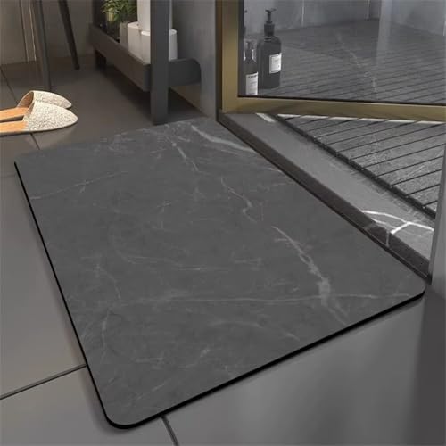 Badematte Rutschfeste Badteppich 60x90cm Waschbar Schnelltrocknende Badezimmerteppich Dünn Teppich Badezimmer Klein Badvorleger, Duschvorleger für Dusche, Badewannen, Küche, Toilette Deko Marble 5-493 von Generisch