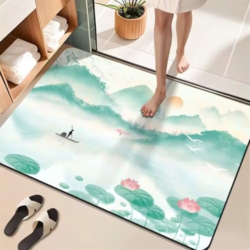 Badematte Rutschfeste Badteppich 70x120cm Waschbar Schnelltrocknende Badezimmerteppich Groß Dünn Teppich Badezimmer Badvorleger, Duschvorleger für Dusche, Badewannen, Küche, Toilette Deko Winter 5-118 Badematte Rutschfeste Badteppich 70x120cm Waschbar Schnelltrocknende Badezimmerteppich Groß Dünn Teppich Badezimmer Badvorleger, Duschvorleger für Dusche, Badewannen, Küche, Toilette Deko Winter 5-118 von Generisch