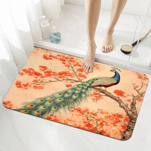 Badematte Rutschfester 120x170cm, Super Absorbierende Badezimmerteppich, Schnelltrocknende Badteppich Badvorleger Rutschfest Waschbar Teppiche Badezimmer, Duschvorleger Dünn Fußmatte Peacock 5-783 Badematte Rutschfester 120x170cm, Super Absorbierende Badezimmerteppich, Schnelltrocknende Badteppich Badvorleger Rutschfest Waschbar Teppiche Badezimmer, Duschvorleger Dünn Fußmatte Peacock 5-783 von Generisch