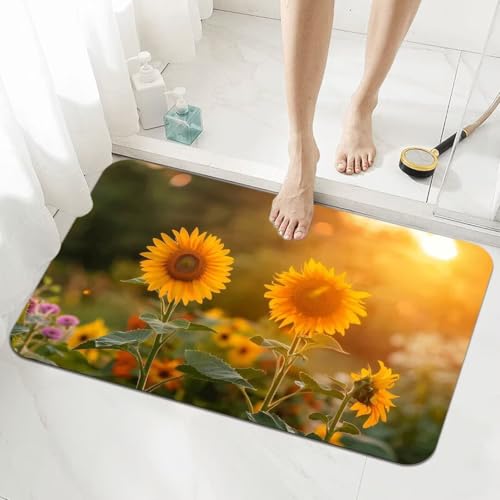 Badematte Rutschfester 120x170cm, Super Absorbierende Badezimmerteppich, Schnelltrocknende Badteppich Badvorleger Rutschfest Waschbar Teppiche Badezimmer, Duschvorleger Dünn Fußmatte Plants 5-867 von Generisch