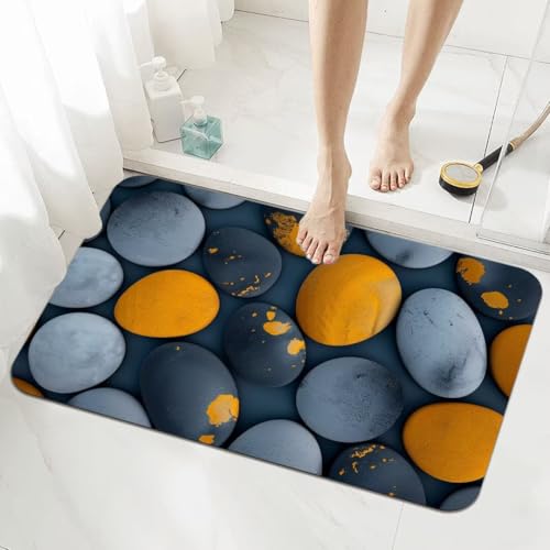 Badematte Rutschfester 140x200cm, Super Absorbierende Badezimmerteppich, Schnelltrocknende Badteppich Badvorleger Rutschfest Waschbar Teppiche Badezimmer, Duschvorleger Dünn Fußmatte Pebble 5-789 von Generisch