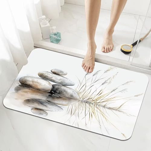 Badematte Rutschfester 160x230cm, Super Absorbierende Badezimmerteppich, Schnelltrocknende Badteppich Badvorleger Rutschfest Waschbar Teppiche Badezimmer, Duschvorleger Dünn Fußmatte Stone 5-1035 von Generisch